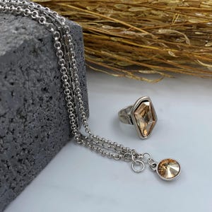 Bracciale multicatena in argento con cristalli Swarovski, bracciale a tre fili audace con cristalli, elegante bracciale a catena stile Uno de 50 da donna, regalo per la fidanzata immagine 5