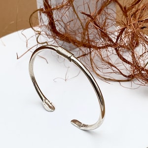 Antique Silver Spring Bracelet Cuff• Mens Adjustable Solid Everyday Cuff• Unisex Distressed Bracelet by AnAngelsHug• Gift for Him SHINY