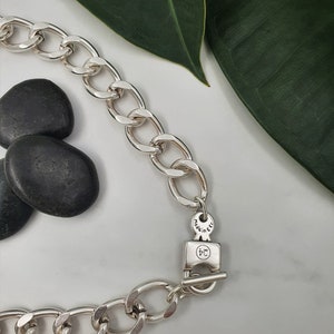 Chunky HEAVY Chain Padlock Necklace, Oversized Silver Curb Chain ...