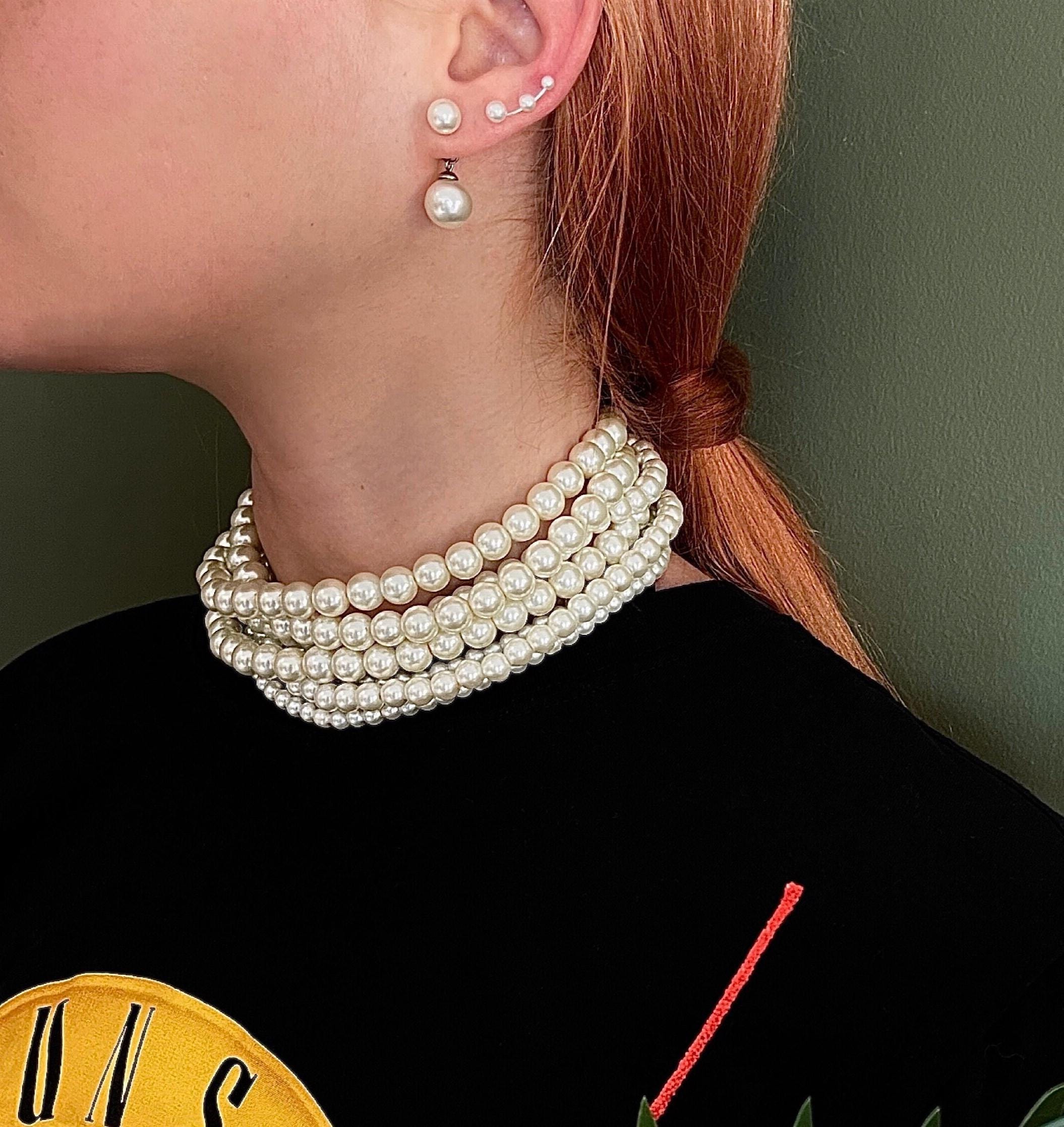 Collana Di Perle Multistrato Fatta A Mano – Perle Finte Irregolari E Tonde – Gioiello Regalo Per Donna, Compleanno, Anniversario