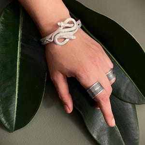 Bold Ethnic Style Silver Ring: Adjustable Twisted Rope Wide Band