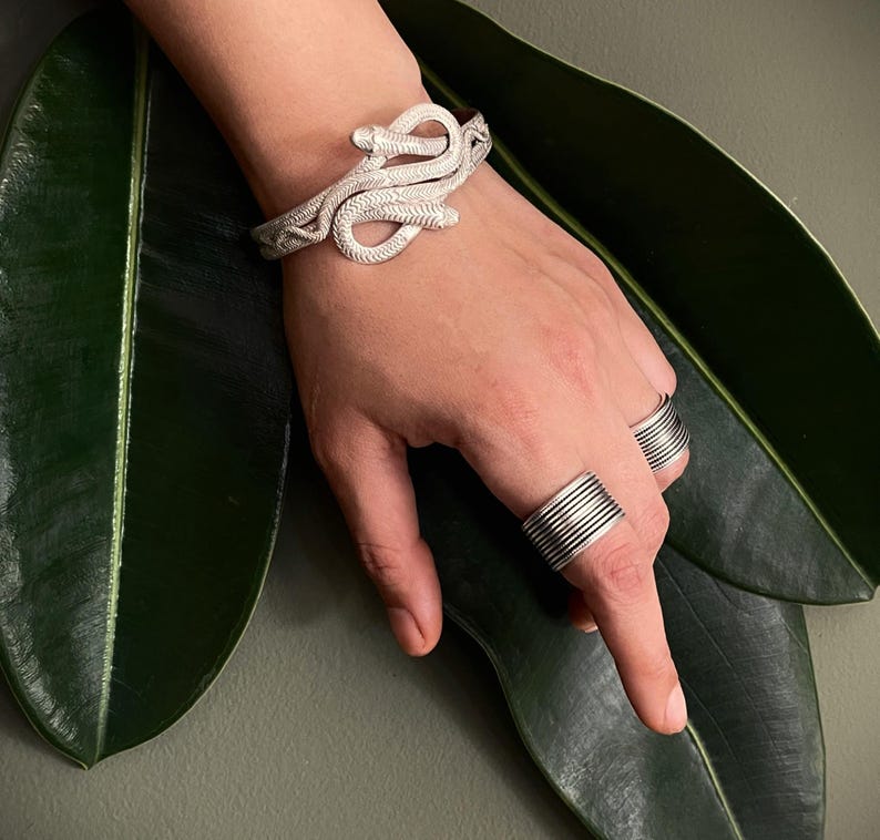 Bold Ethnic Style Silver Ring: Adjustable Twisted Rope Wide Band