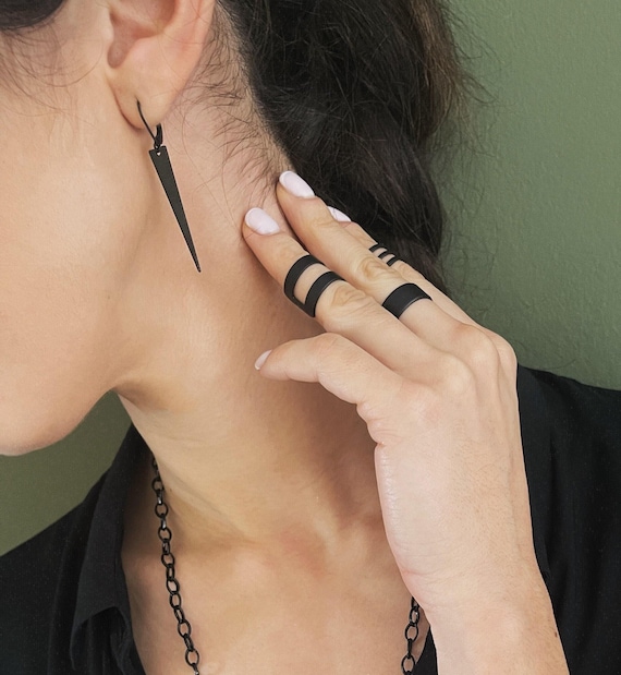 Grandes Boucles D'oreilles Créoles à Pavage Cubisme Effet Métal - Occasion Sans Marque