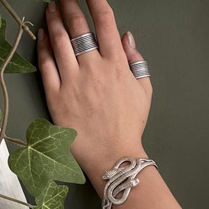 Bold Ethnic Style Silver Ring: Adjustable Twisted Rope Wide Band