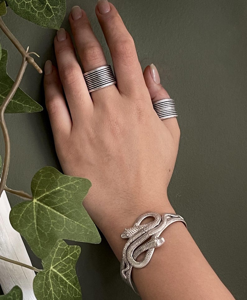 Bold Ethnic Style Silver Ring: Adjustable Twisted Rope Wide Band