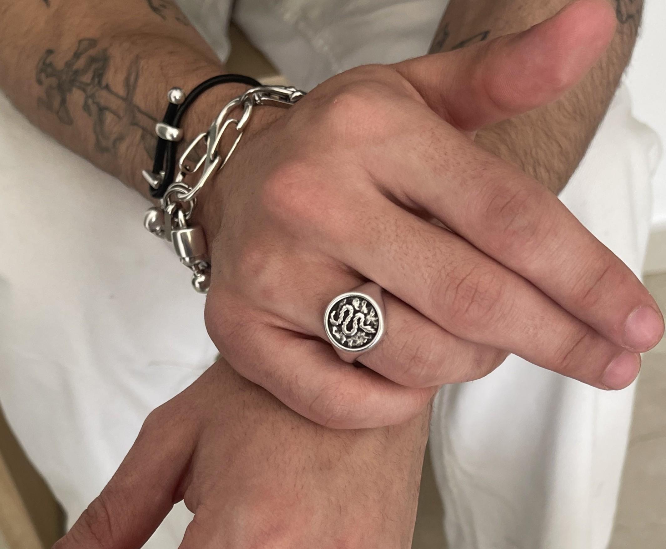 Gold Snake Signet Ring UK