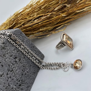 Bracciale multicatena in argento con cristalli Swarovski, bracciale a tre fili audace con cristalli, elegante bracciale a catena stile Uno de 50 da donna, regalo per la fidanzata immagine 10