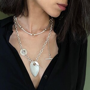 Long Curved Links Adjustable Choker• Rock Style Costume Piece Necklace• Minimal Dark Silver Short Necklace• by AnAngelsHug• Gift For Her