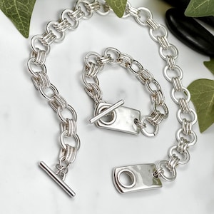 Frauen Antik Silber Halsband, mutige Kette Silber ID-Tag-Kragen, klobige Kette-Rock-Stil Kragen Halskette, gewagte einzigartige Kette Choker Bild 11