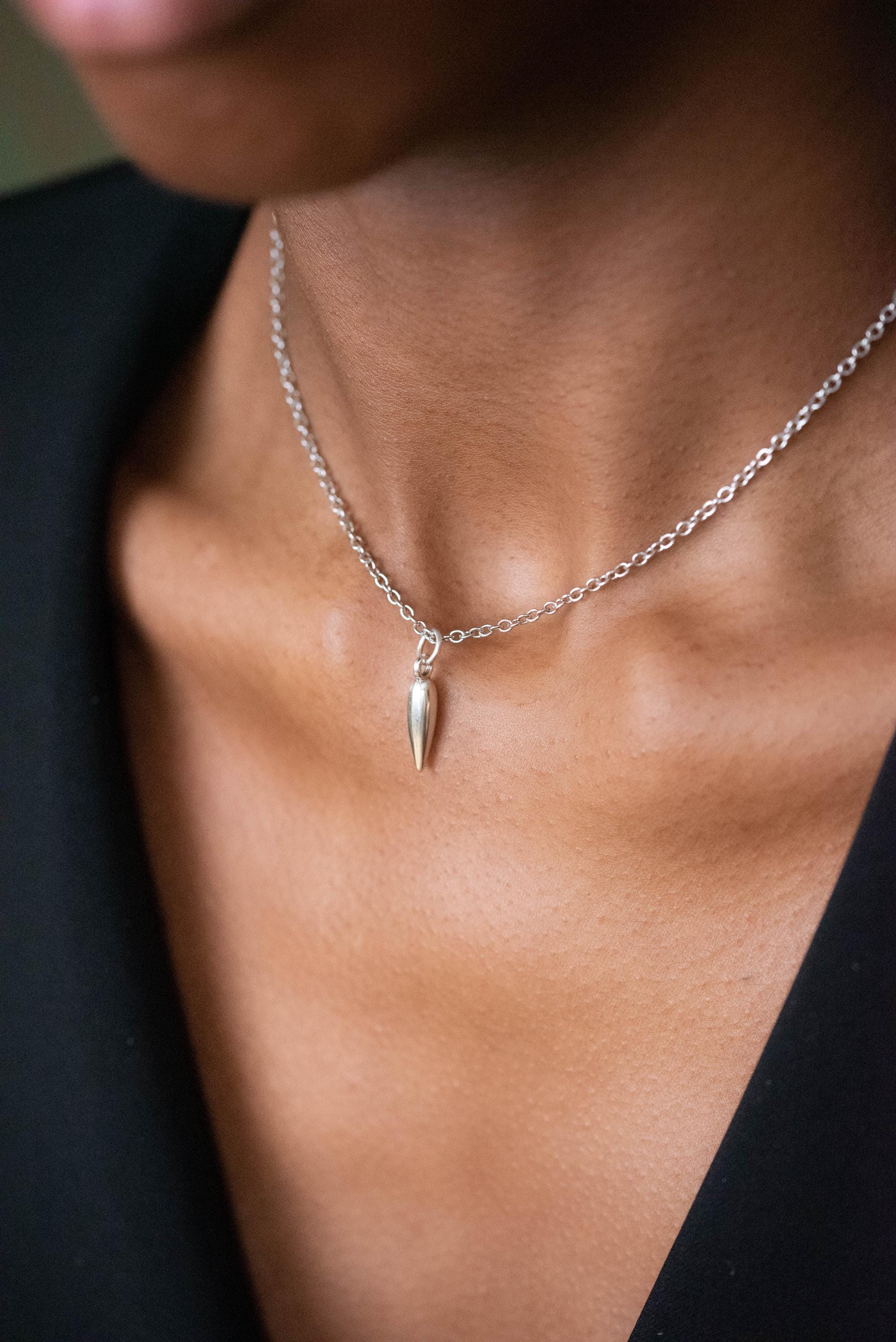 Minimalist Spike Necklace• Silver Dainty Spike Necklace• Simple