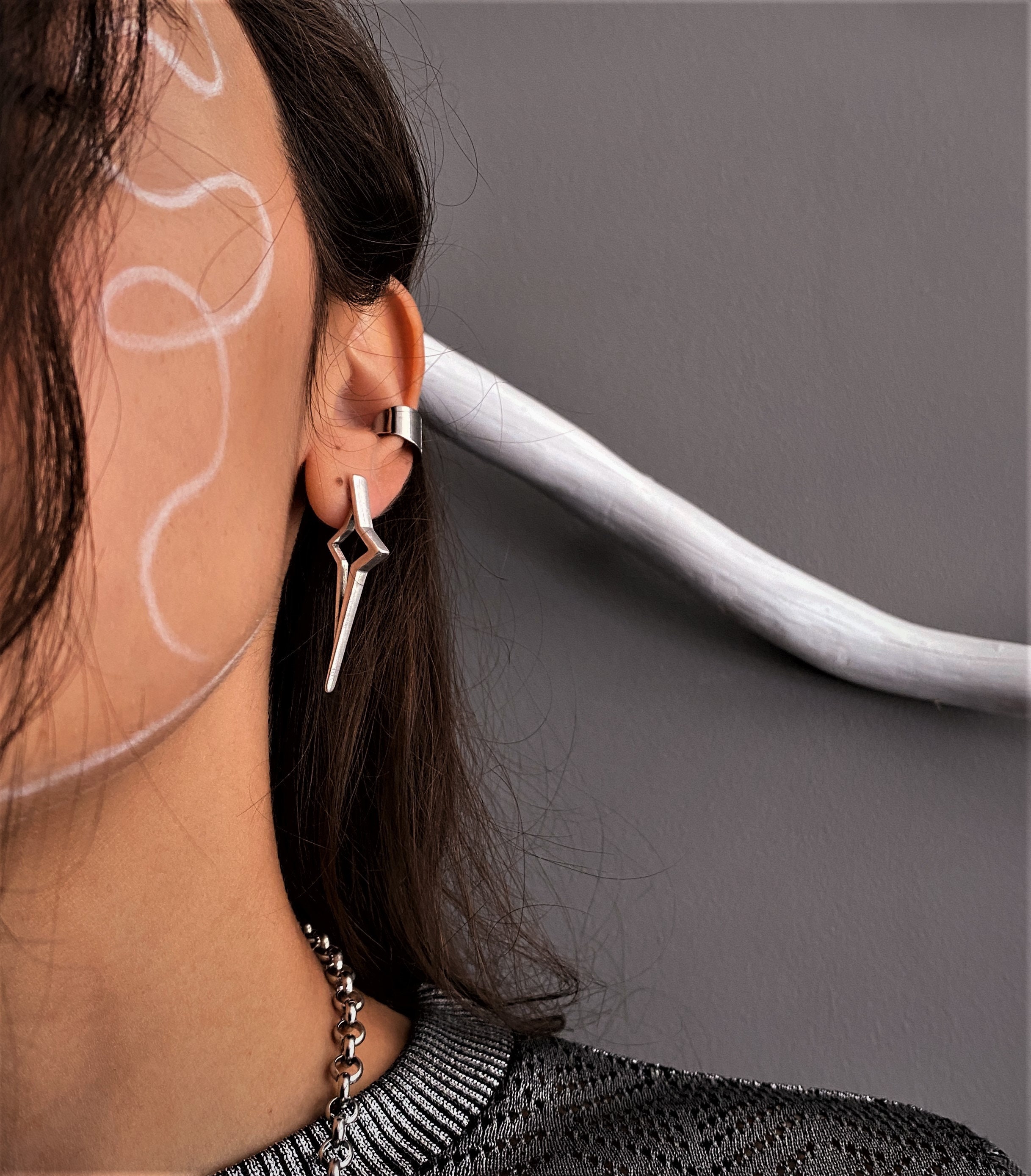 【関税込み】Stairway Earrings in Diamonds/Silver Diamond Star Threader Earrings Sterling Silver - Etsy