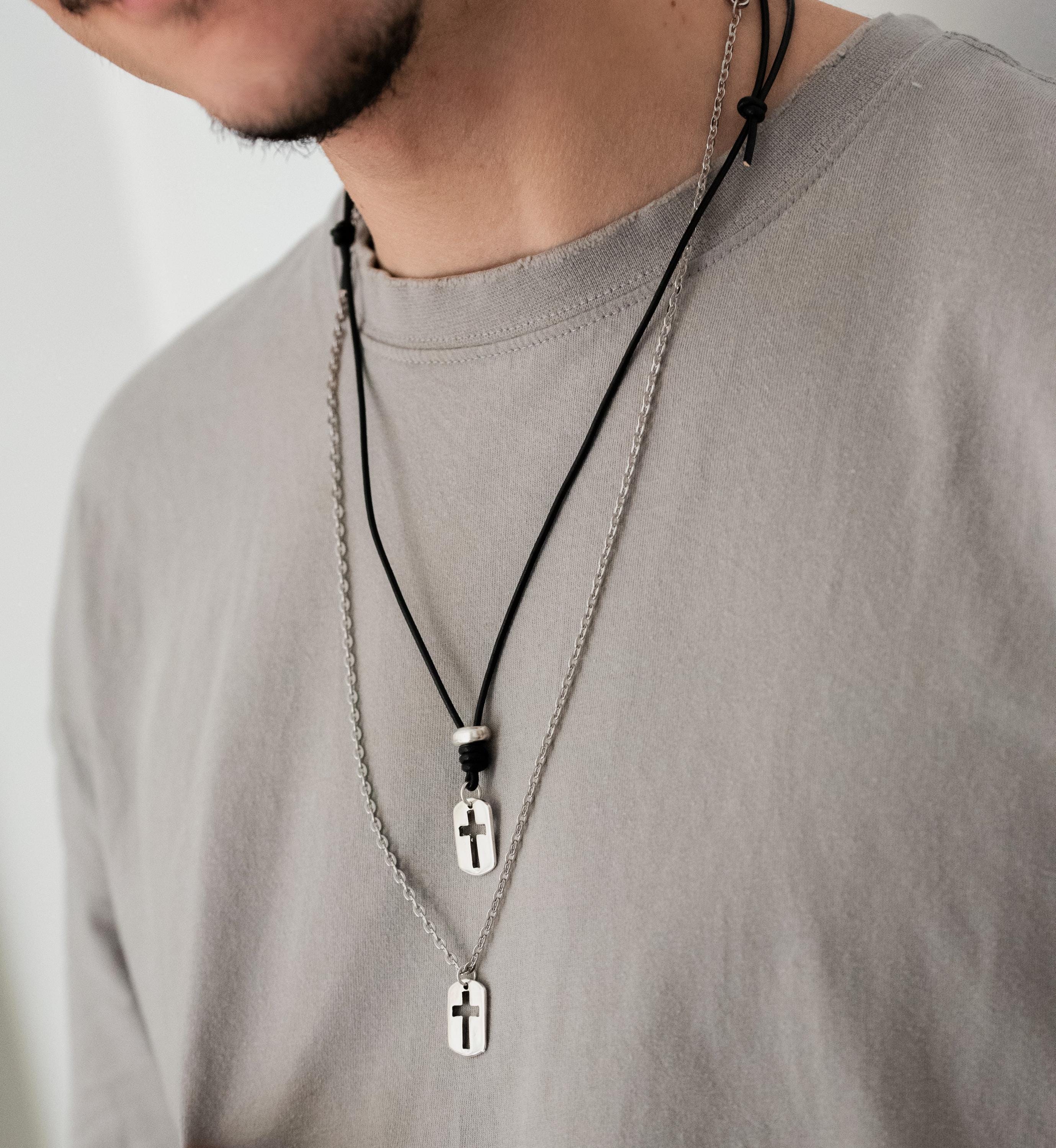 Lightweight Silver Cross Necklace• Long Chain Pendant• Religious
