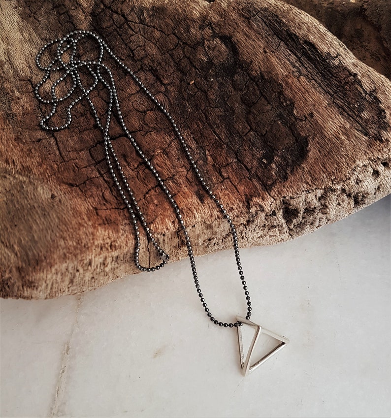 Mens necklace 3d triangle necklace silver unisex triangle Etsy