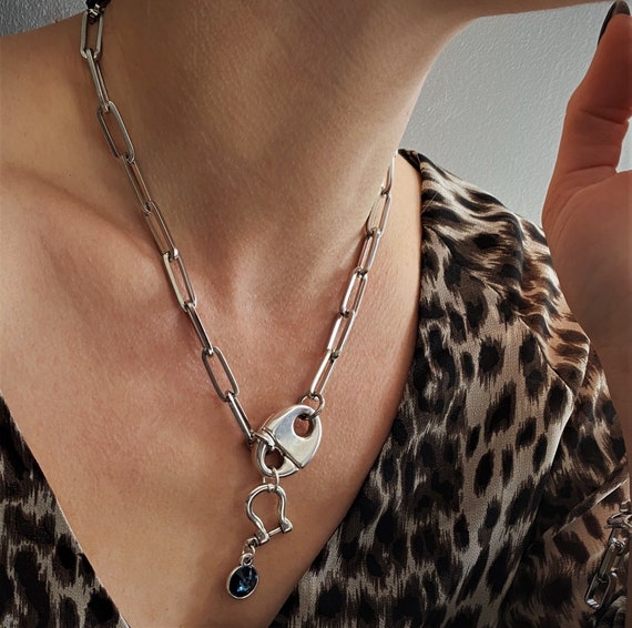 Swarovski cheap paperclip necklace
