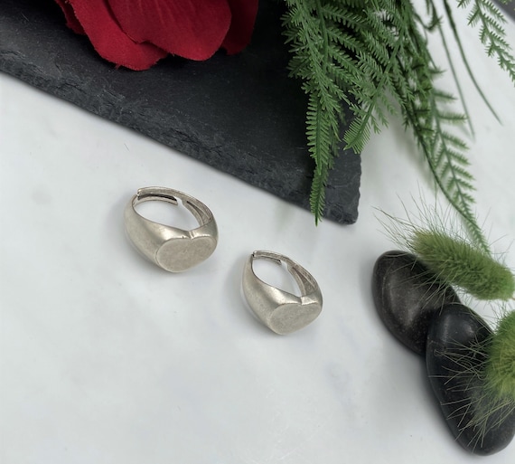 Antique Silver Heart Ring, Large Matte Heart Ring, Heart