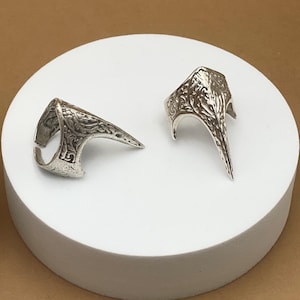 Silver Pointy Womens Engraved Ring• Vikings Spiked Ring• Gothic Sharp Ring• Adjustable Womens Ring• Tribal Style Open Ring by AnAngelsHug