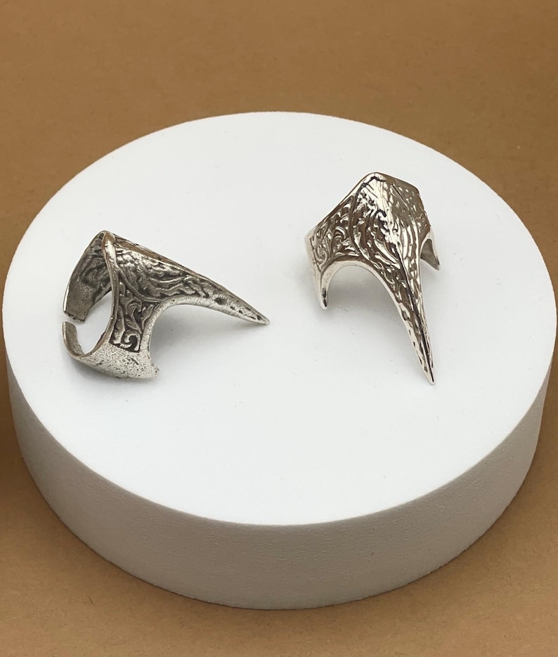 Silver Pointy Womens Engraved Ring• Vikings Spiked Ring• Gothic Sharp Ring• Adjustable Womens Ring• Tribal Style Open Ring by AnAngelsHug