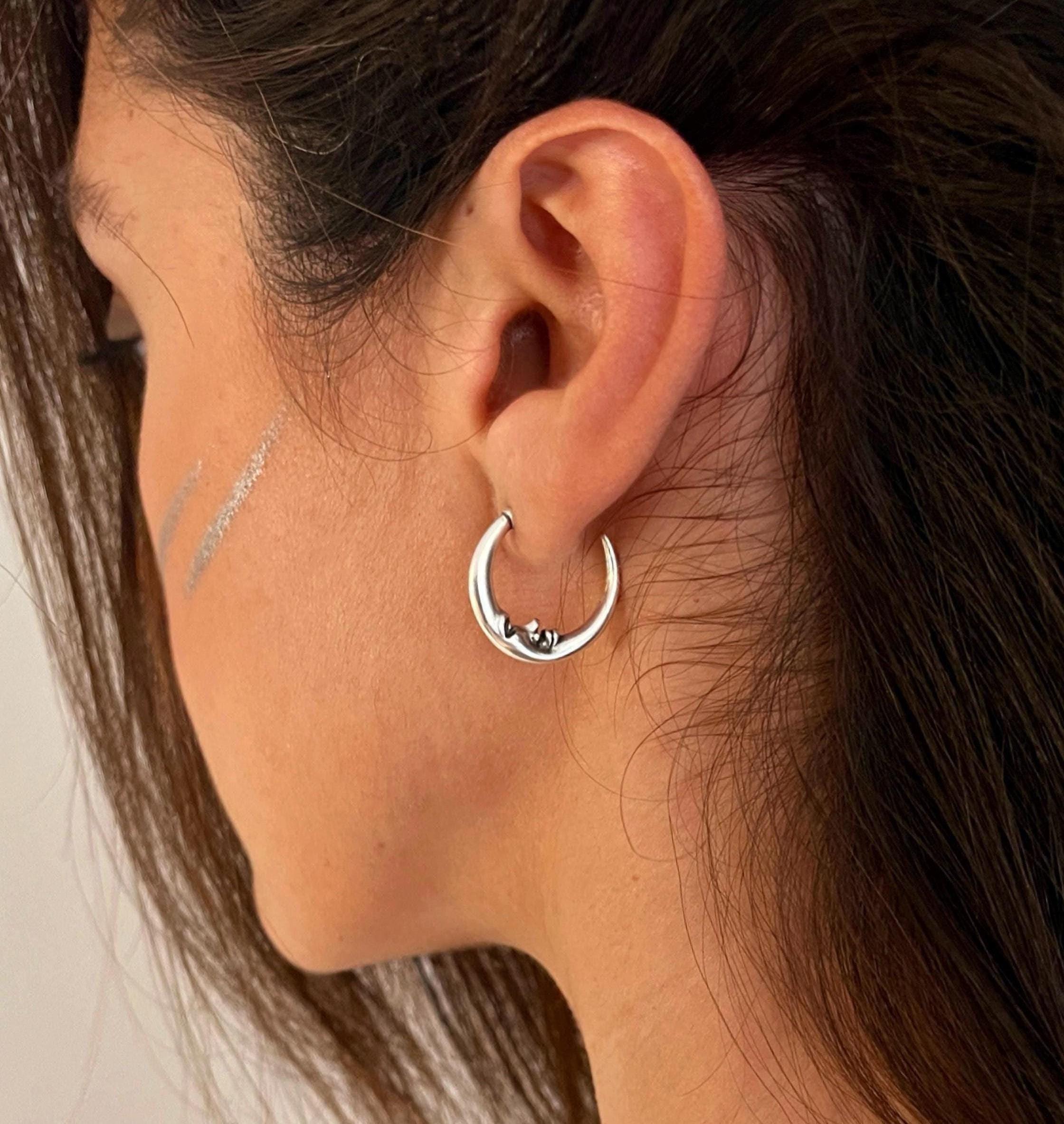 Orecchini Mezzaluna Mezzaluna In Argento Sterling Orecchini - Foto 8