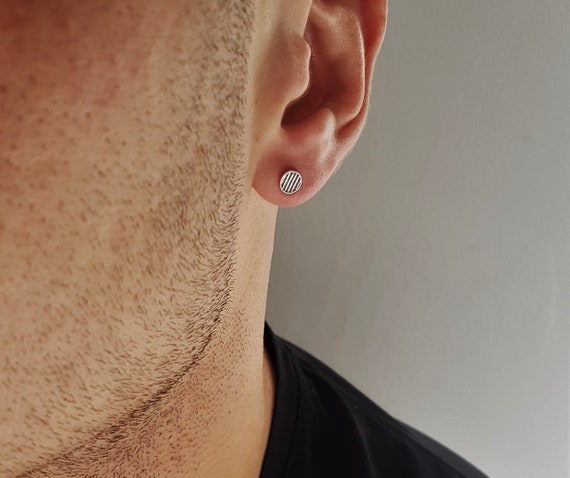 Mens Earrings 3mm Mens Stud Earrings Mini Silver Stud Earrings Men Black  Earrings for Men Mens Jewellery by Twistedpendant - Etsy