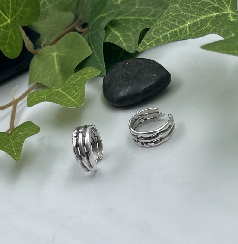 Punk Rock Adjustable Skeleton Ring• Antique Silver Engraved Bones Statement Ring• Minimal Bamboo Sticks Open Ring AnAngelsHug• Birthday Gift