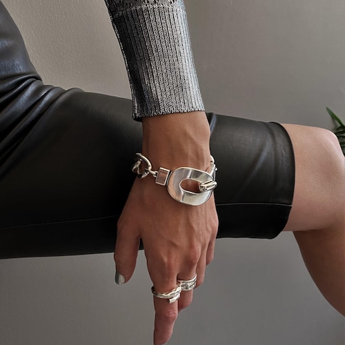 Übergroße Panzerkette Big Hook Armband• Breiter Schlossverschluss Dickes, schweres Kettenarmband• Statement Ovalverschluss Chunky Cuff Armband by AnAngelsHug