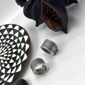 Bold Ethnic Style Silver Ring: Adjustable Twisted Rope Wide Band