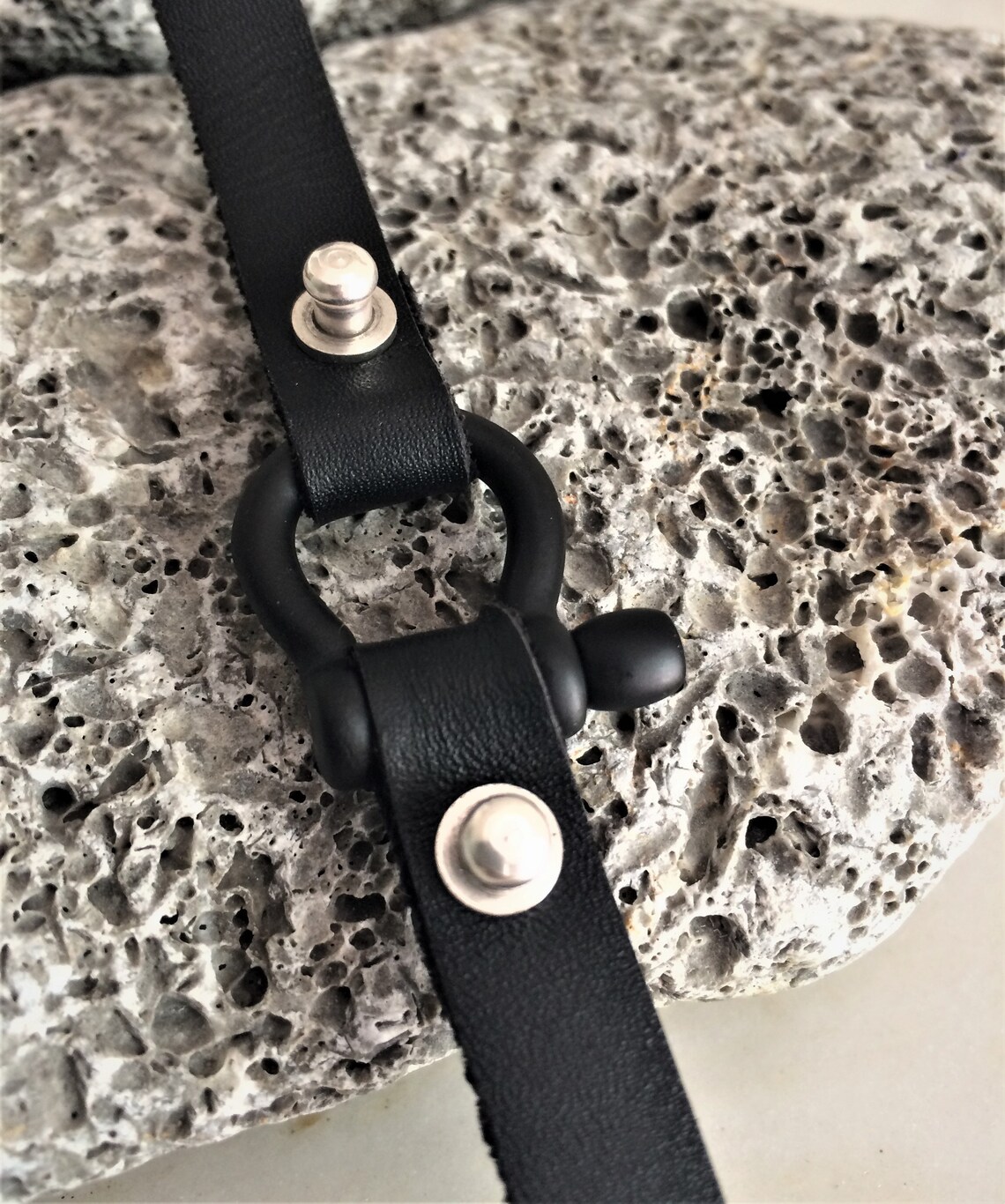 Black Shackle Bracelet Mens Wrap Leather Urban Bracelet Mens Etsy