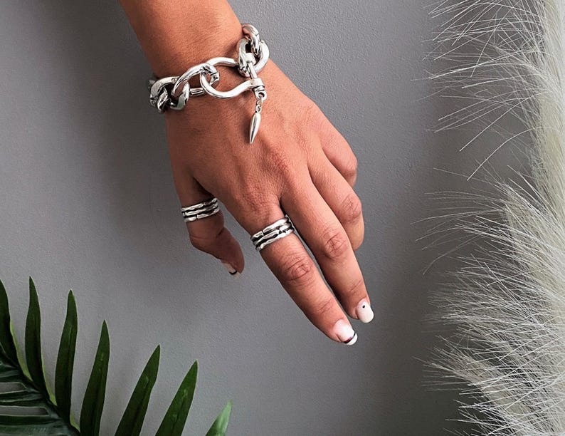 Punk Rock Adjustable Skeleton Ring• Antique Silver Engraved Bones Statement Ring• Minimal Bamboo Sticks Open Ring AnAngelsHug• Birthday Gift