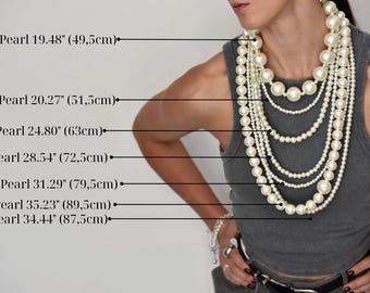 Collana Multistrato Con Perle Finte E Nappe - Gioielli Moda Per Donna, Elegante E Chic, Per Matrimoni E Feste - Scialle Collo Regolabile 50/80 Cm