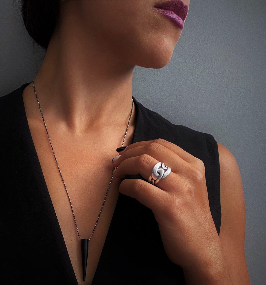 Asymmetrical Braided Ring, Antique Silver Chain Links Plated Ring, Knot ...