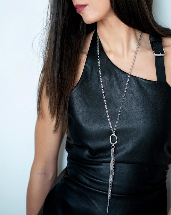 long chains for dresses The Chain Dress This dress was hand crafted with over 6 pounds of chains Heavy, but worth it for such a unique industrial look #slowfashion #ravefashion #industrialstyle #industrialfashion #chain