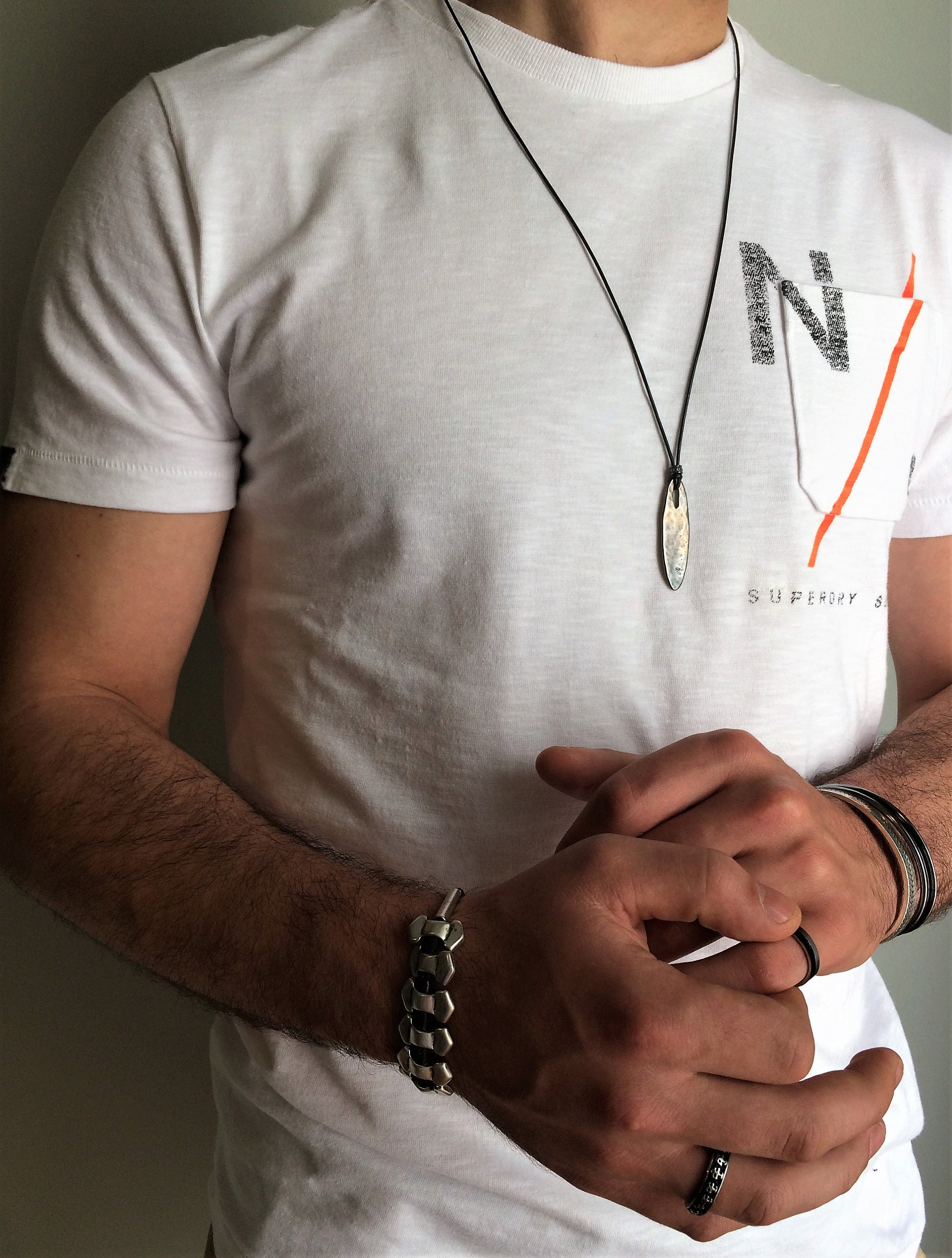 Mens Gun Metal Arrow Necklace Mens Uno 
