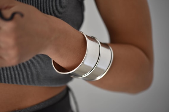 Extra Wide Antique Silver Cuff Bracelet• Adjustable Bold Chunky