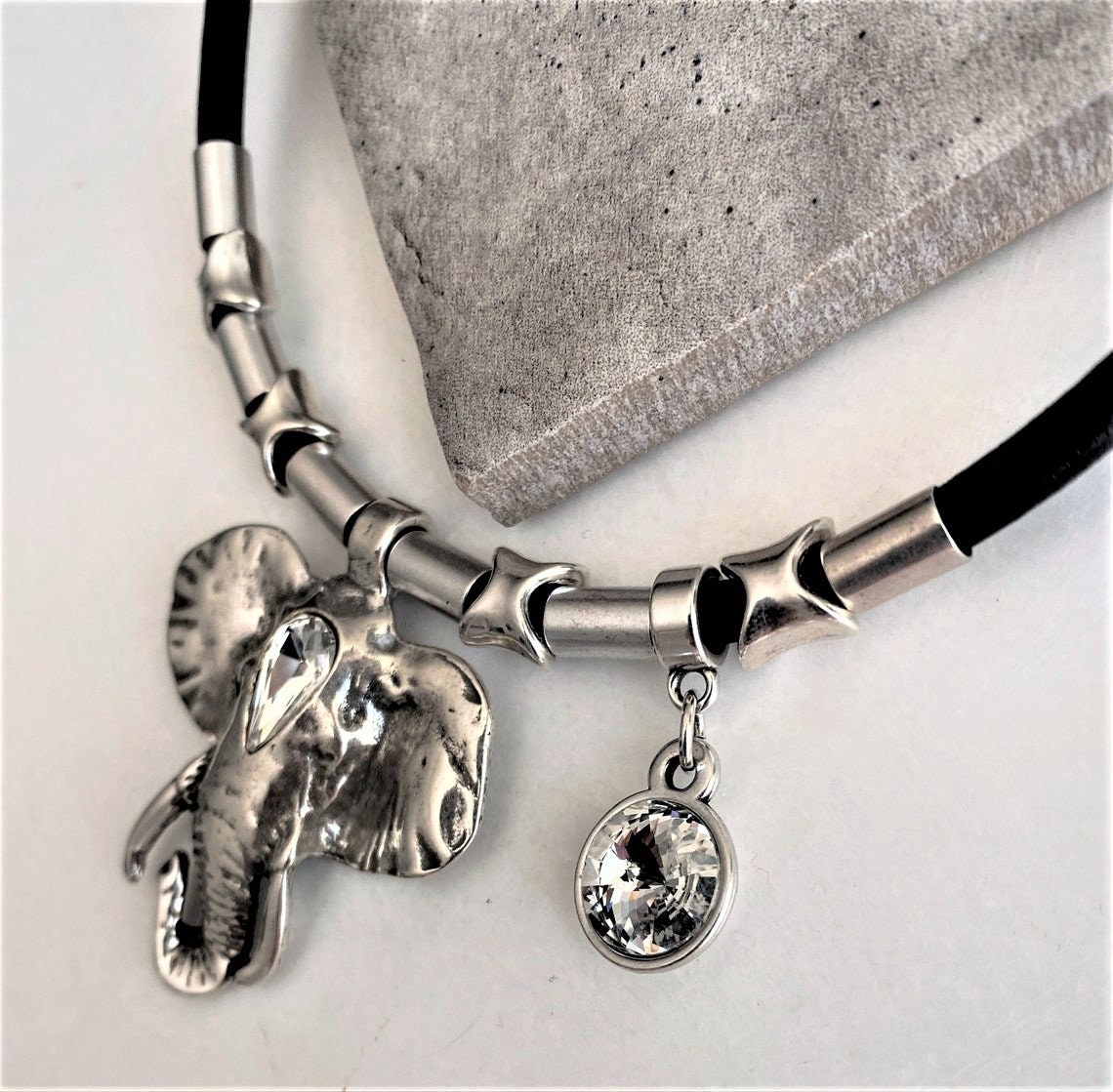 Silver Luxurious Crystal Elephant Pendant Oversized Elephant | Etsy