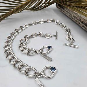 NEW! Statement chains Swarovski necklace, curb chain choker, antique silver chunky necklace, oxidized silver bold necklace, uno de 50 style.