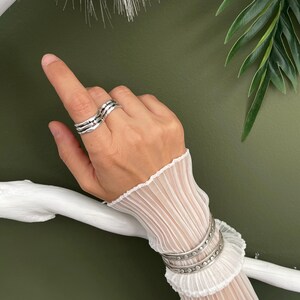 Punk Rock Adjustable Skeleton Ring• Antique Silver Engraved Bones Statement Ring• Minimal Bamboo Sticks Open Ring AnAngelsHug• Birthday Gift