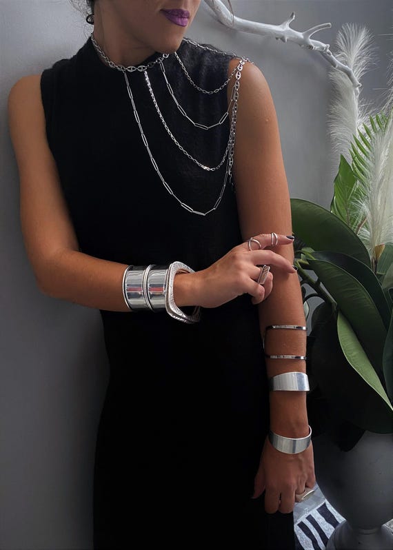 Stainless Steel Body Chain Armor• Statement Multi-Layer Chain Shoulder  Jewelry• Choker Harness Dark Silver Tassel Necklace by AnAngelsHug