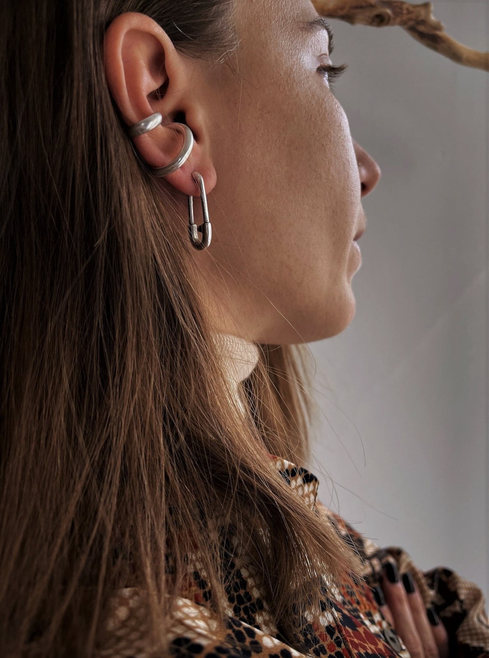 Antique Silver Safety Pin Stud Earrings Womens Urban Style Etsy