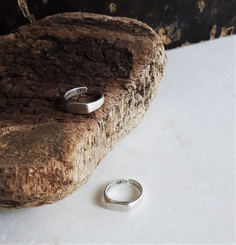 Antique Silver Signet Rectangular Open Ring Womens Minimal - Etsy