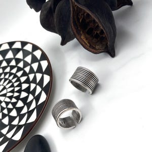 Bold Ethnic Style Silver Ring: Adjustable Twisted Rope Wide Band