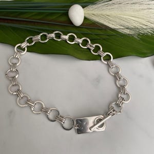 Frauen Antik Silber Halsband, mutige Kette Silber ID-Tag-Kragen, klobige Kette-Rock-Stil Kragen Halskette, gewagte einzigartige Kette Choker Bild 8