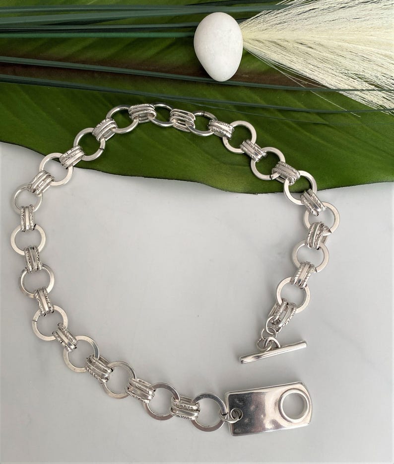 Frauen Antik Silber Halsband, mutige Kette Silber ID-Tag-Kragen, klobige Kette-Rock-Stil Kragen Halskette, gewagte einzigartige Kette Choker Bild 5