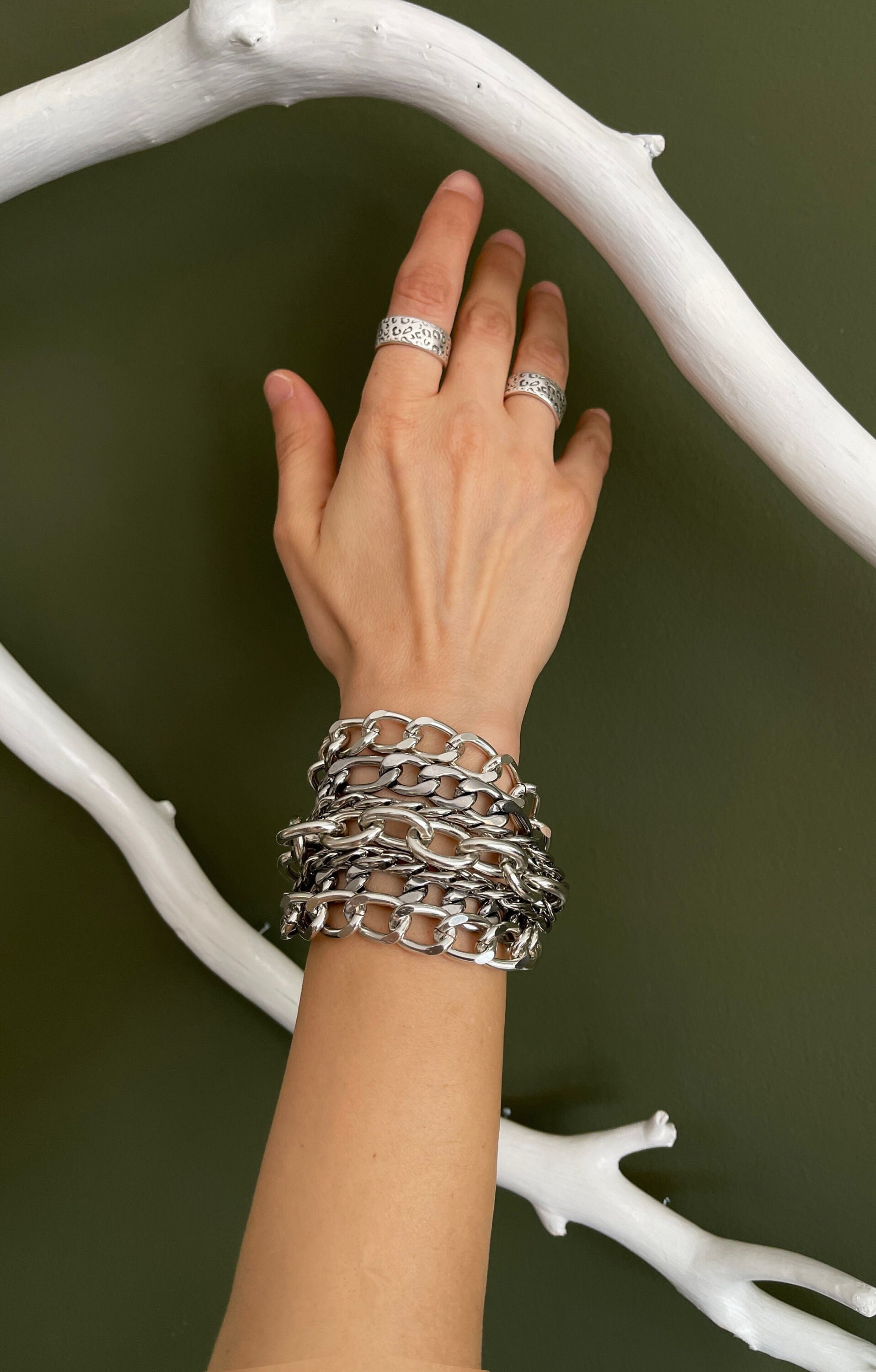 Silver Multi Chunky Chains Bracelet• Heavy Stainless Steel Silver Multi Chunky Chains Bracelet• Heavy Stainless Steel