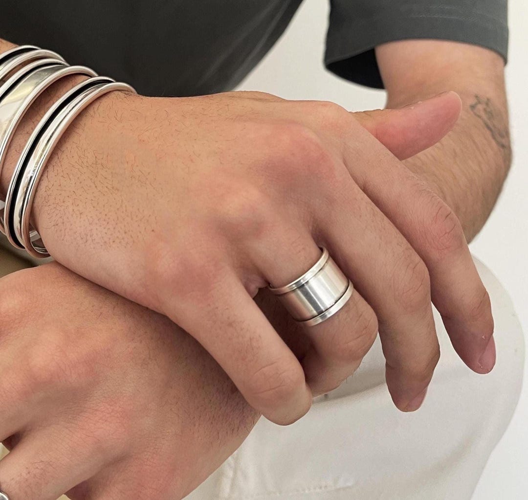 Silver Wide Ring• Mens Band Ring• Silver Cuff Ring• Unisex