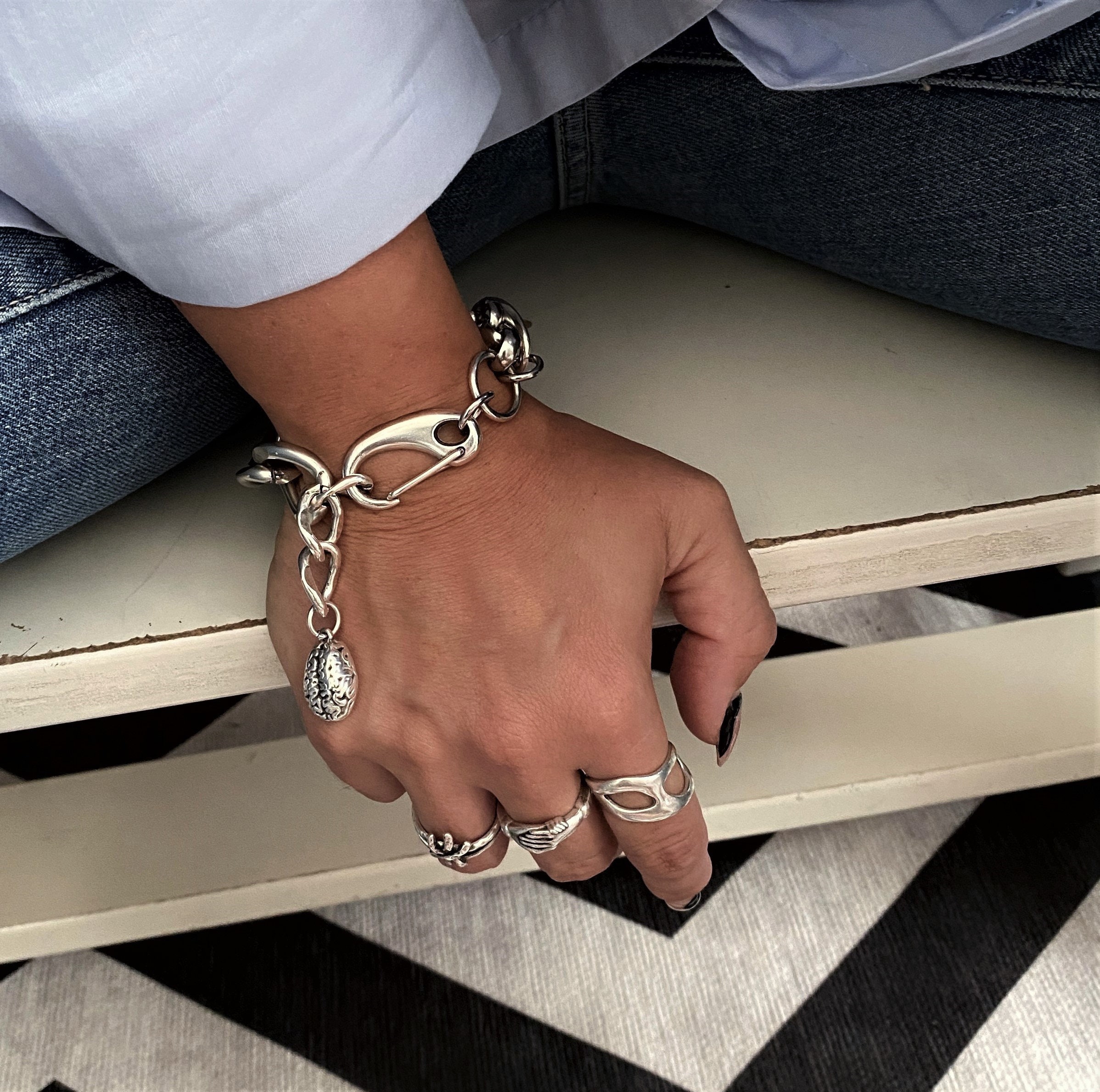 MBアイテム OX JEWELRY Silver Curve Bangle - burnet.com.ar