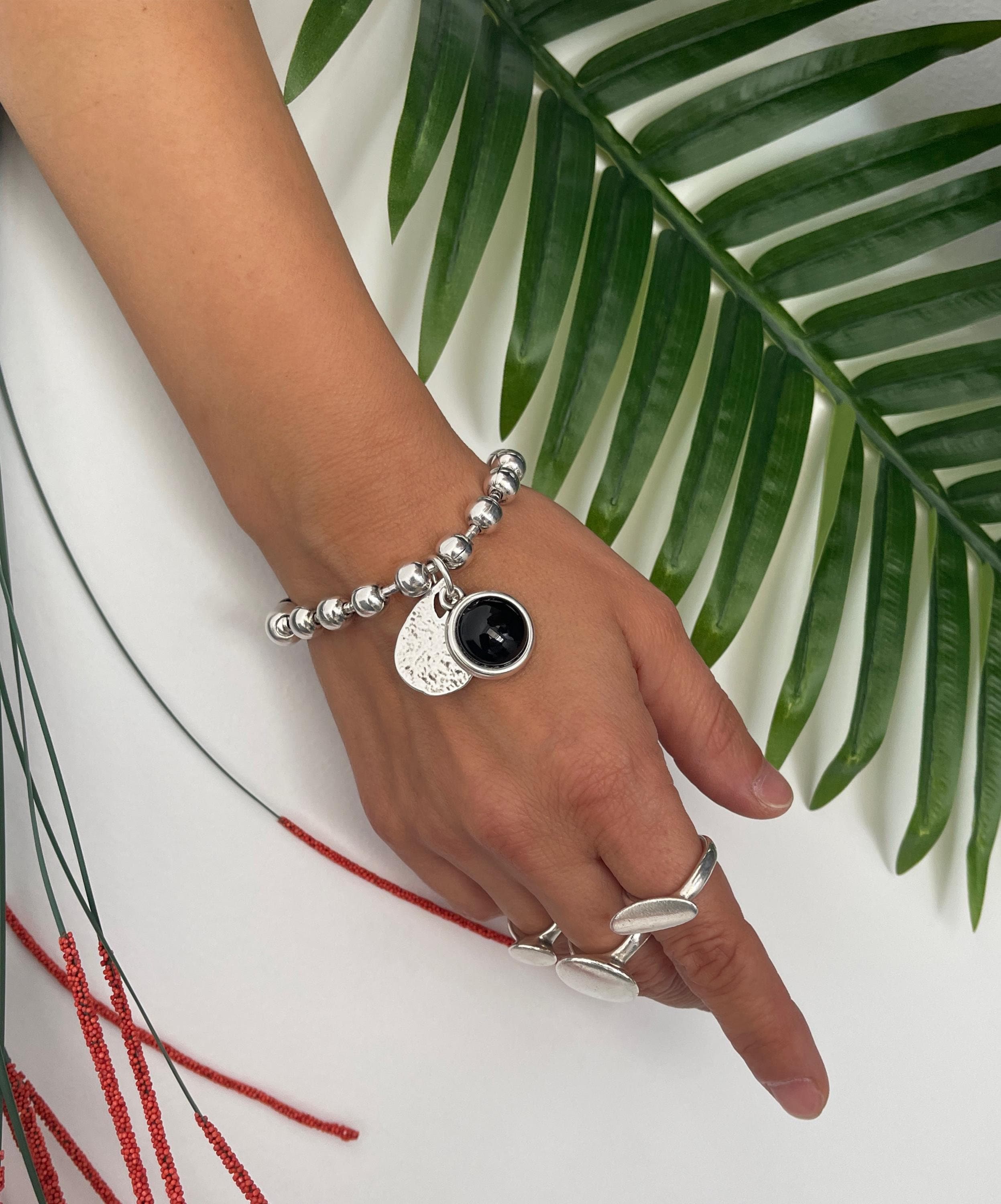 Womens silver bracelet, chunky chain bracelet, silver ball chain cuff, thick chain bracelet, Uno de 50 bracelet, womens gift, gift for women