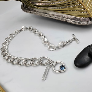 NEW! Statement chains Swarovski necklace, curb chain choker, antique silver chunky necklace, oxidized silver bold necklace, uno de 50 style.