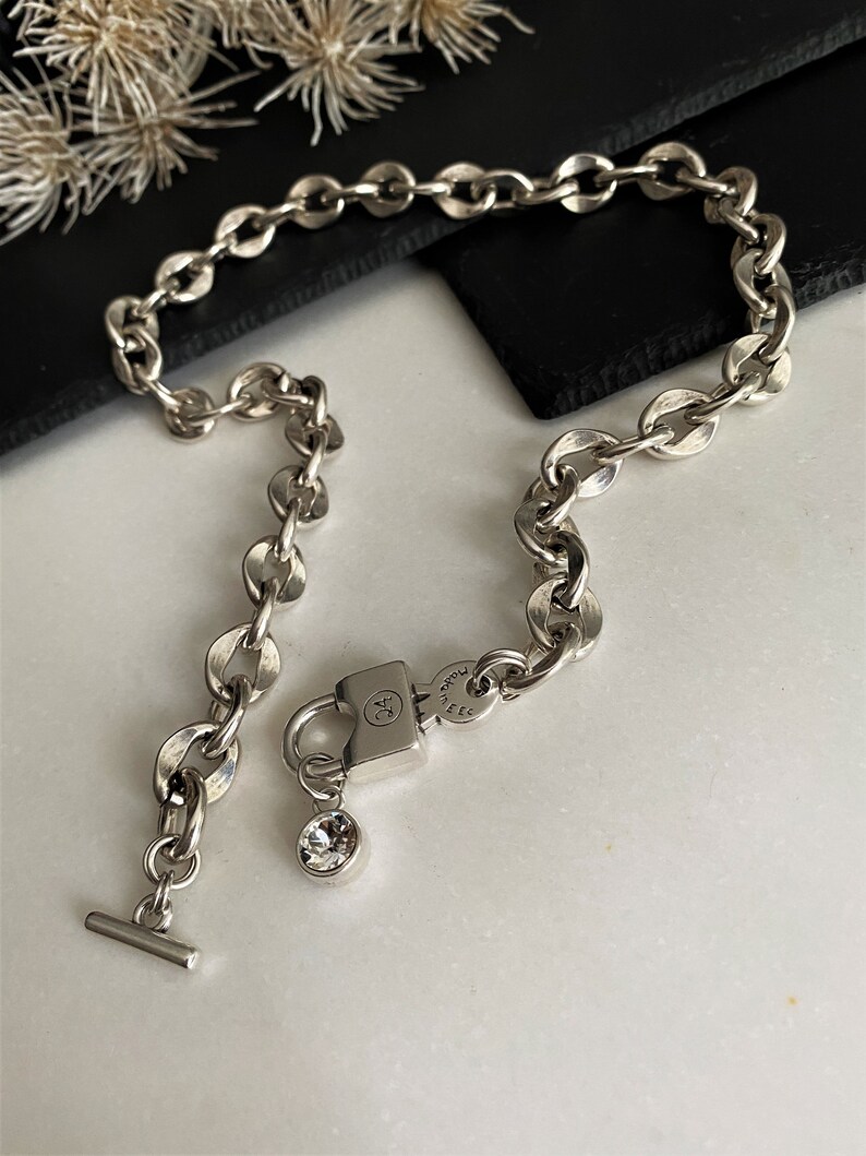 Swarovski Necklace Link Chain Padlock Necklace Thick Chain Etsy