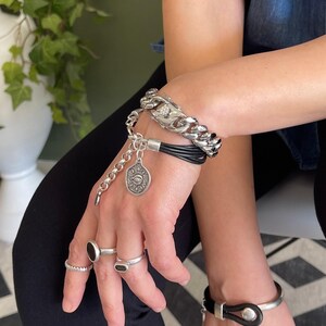 Chunky Stainless Steel Buckle Curb Chain Bracelet: Solid Waterproof Rock Style Chain