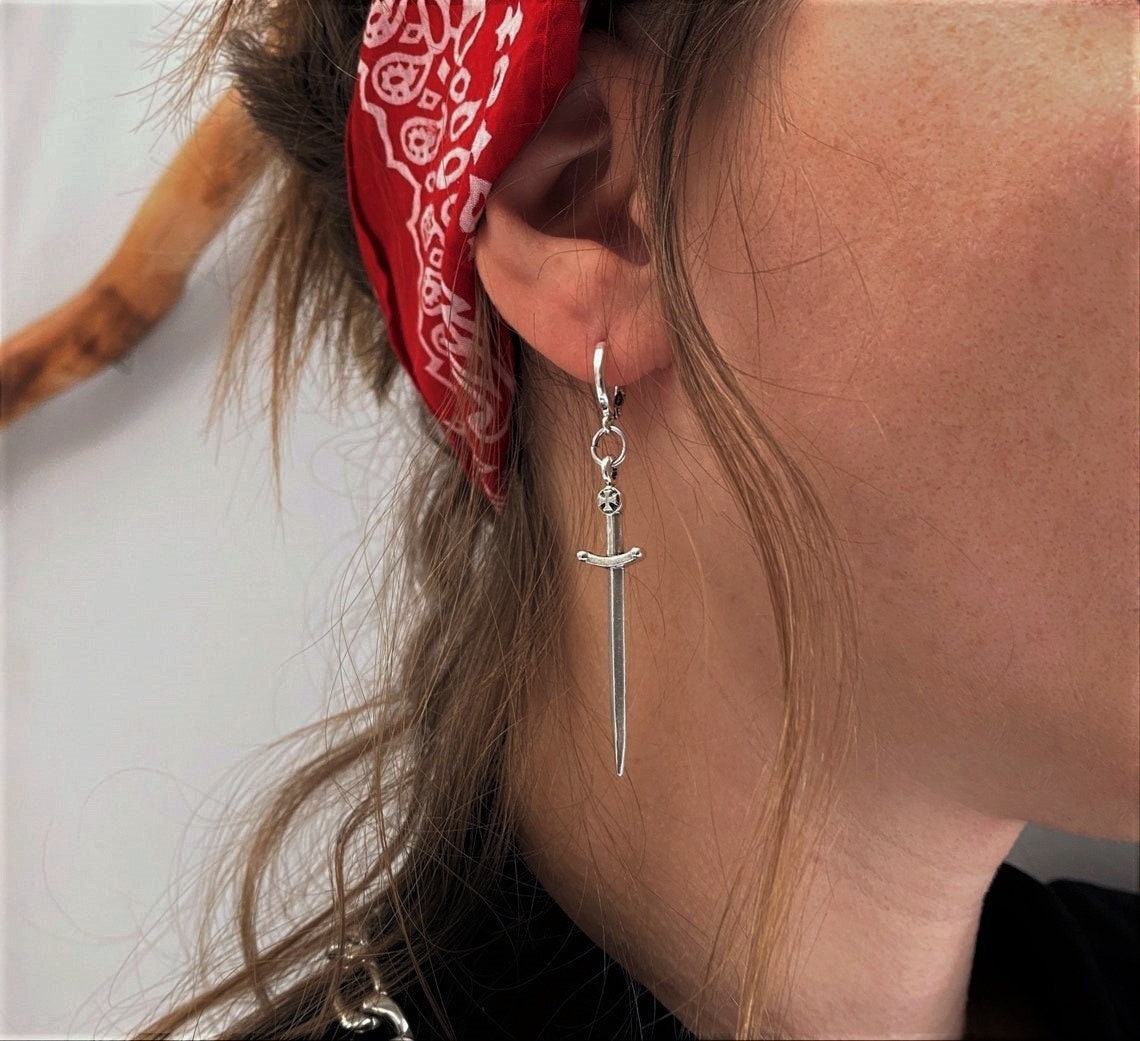Boucles D'Oreilles Créoles Avec Pendantes Croix - Acier Inoxydable, Pour Homme Et Femme, 1 Paire